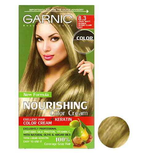 کیت رنگ مو گارنیک شماره 8.3 حجم 80 میلی لیتر رنگ بلوند زیتونی روشن