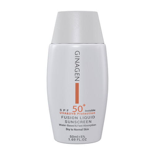کرم ضد آفتاب بدون رنگ ژیناژن SPF 50 مدل Fusion Liquid مناسب پوستهای خشک و معمولی حجم 50 میلیلیتر